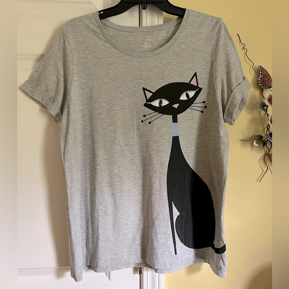 kate spade Tops - Cute Kate Spade “Cool Cat” shirt large